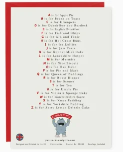 Yeti Greeting Cards-A Very English Alphabet Food & Drink Greeting Card