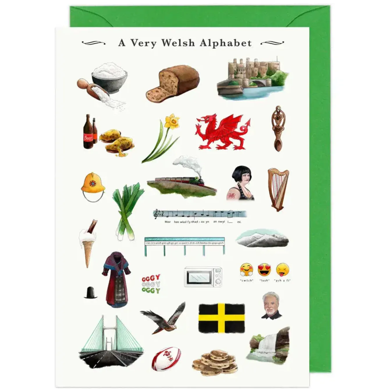 Yeti Greeting Cards-A Very Welsh Alphabet Greeting Card