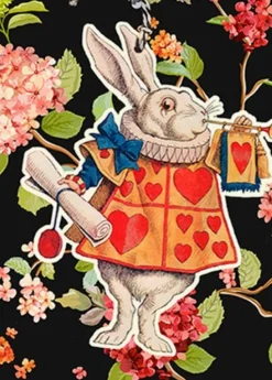 Madame Treacle Greeting Cards-Alice In Wonderland - Alice Rabbit Announcement Fandangle Greetings Card
