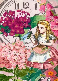 Madame Treacle Greeting Cards-Alice in Wonderland-Pink Flowers Greetings Card