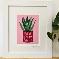 Lucky Lobster Art-Aloe Plant Print Framed
