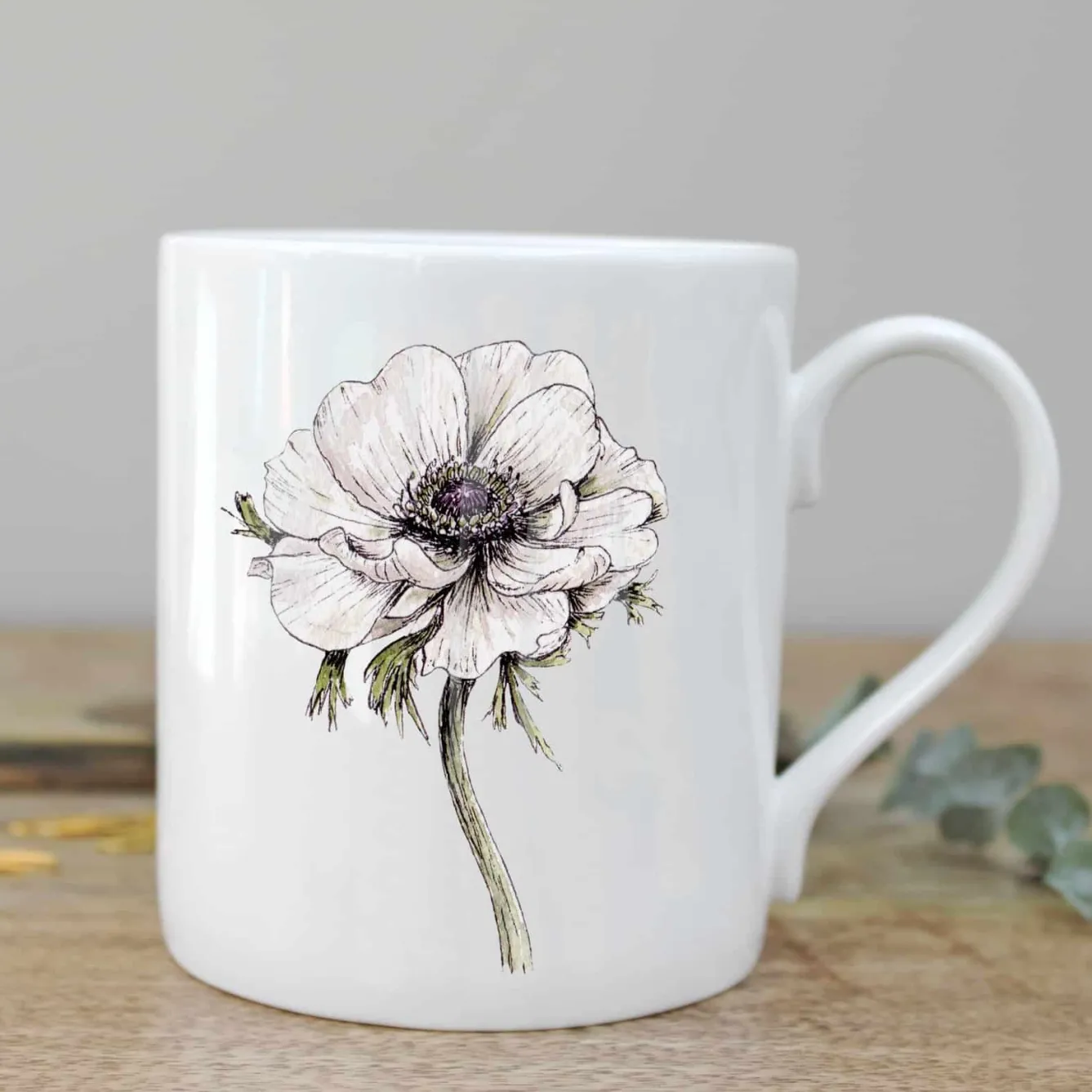 Toasted Crumpet Flowers & Garden-Anemone Bone China Mug Boxed
