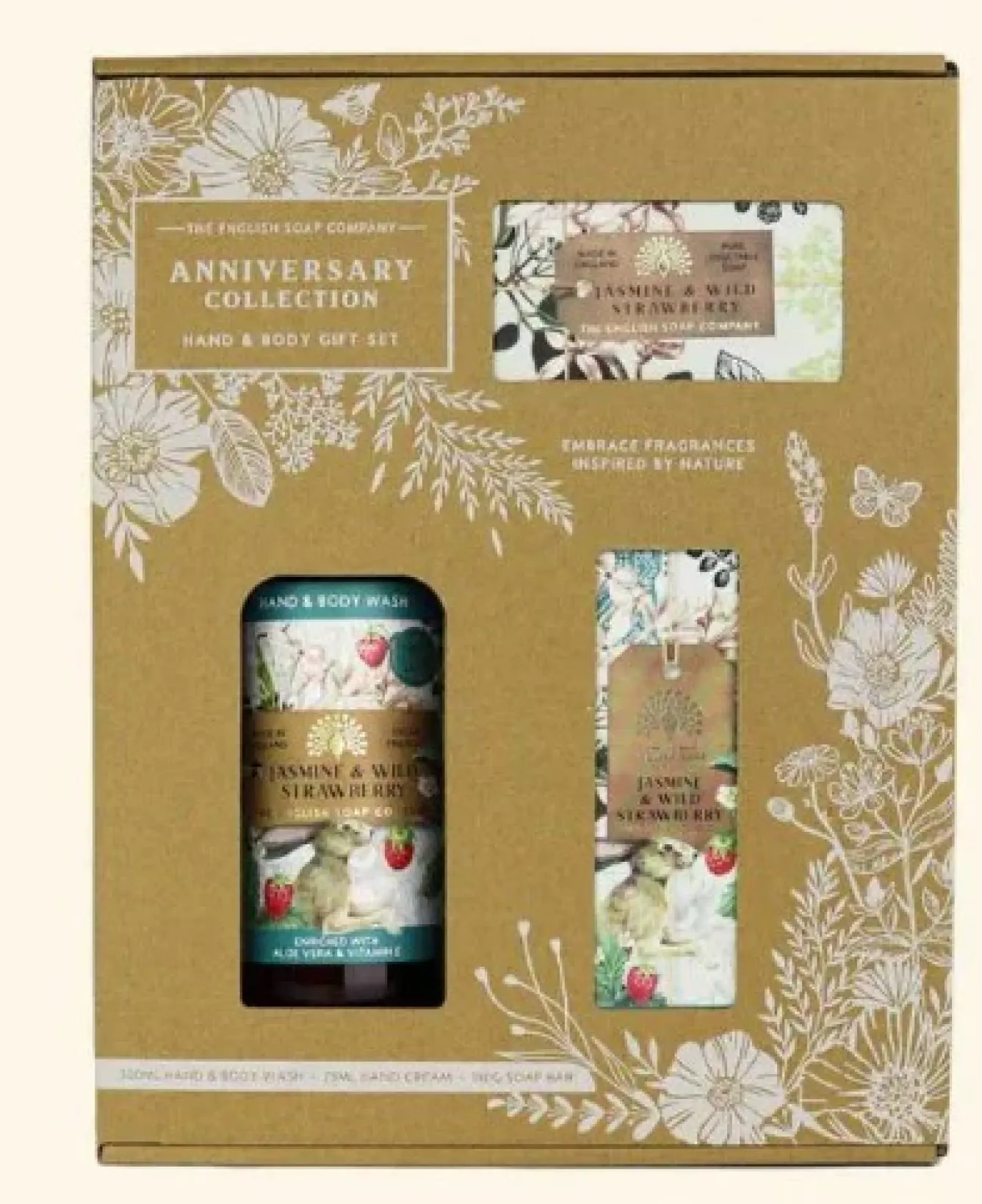English Soap Company Soaps & Lotions-Anniversary Jasmine & Wild Strawberry Hand & Body Gift Set