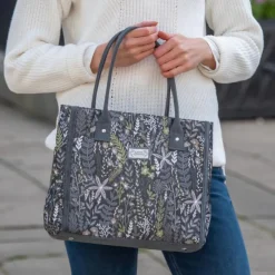 Earth Squared Bags Bags-Autumn Jacquard Grey Tote Bag
