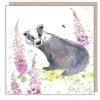 Paper Shed Design Greeting Cards-Badger with Foxgloves Greetings Card