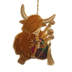 St. Nicolas Royal|Christmas Decorations-Bagpiping Highland Cow Decoration