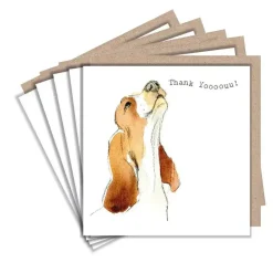 Paper Shed Design Greeting Cards-Bassett Hound "Thank Yooouu!" Set of 5 Thank You Notecards