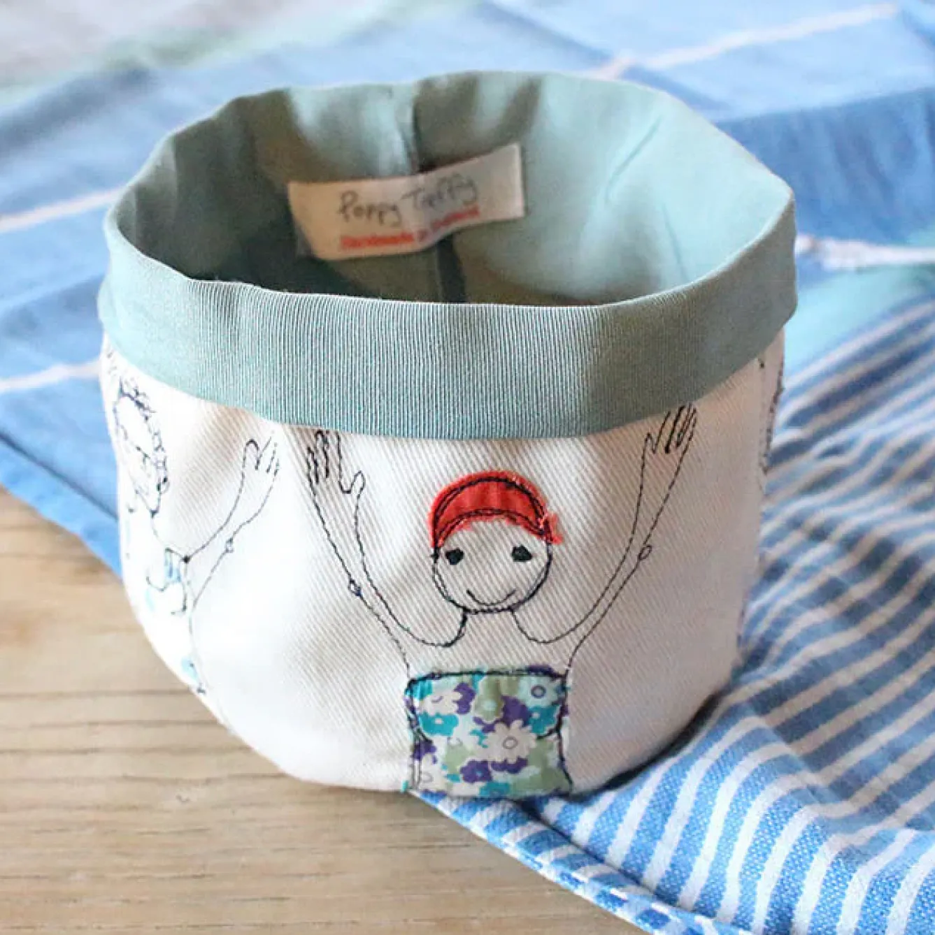 Poppy Treffry Storage-Bathers Embroidered Art Pot