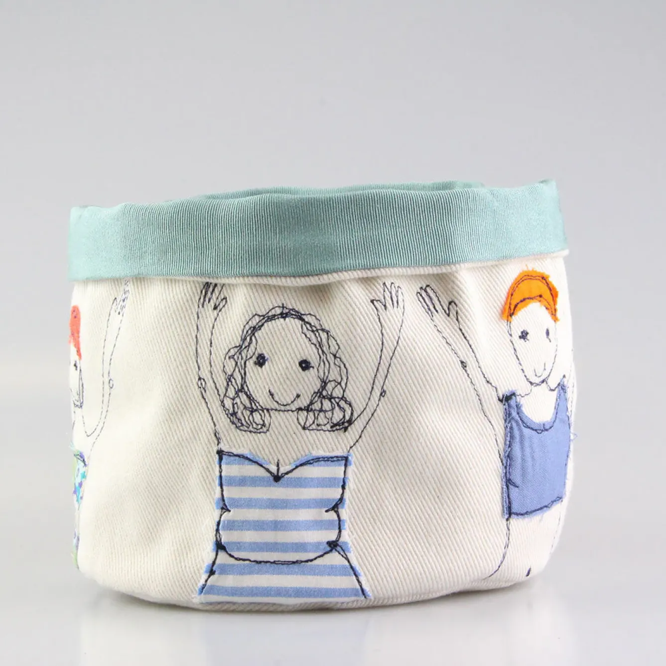 Poppy Treffry Storage-Bathers Embroidered Art Pot