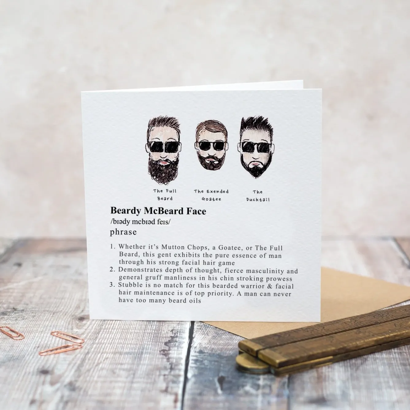 Toasted Crumpet Greeting Cards-Beardy McBeard Face Greetings Card