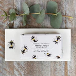 Toasted Crumpet Soaps & Lotions|Serving Plates & Boards-Bee Bone China Rectangular Soap Dish