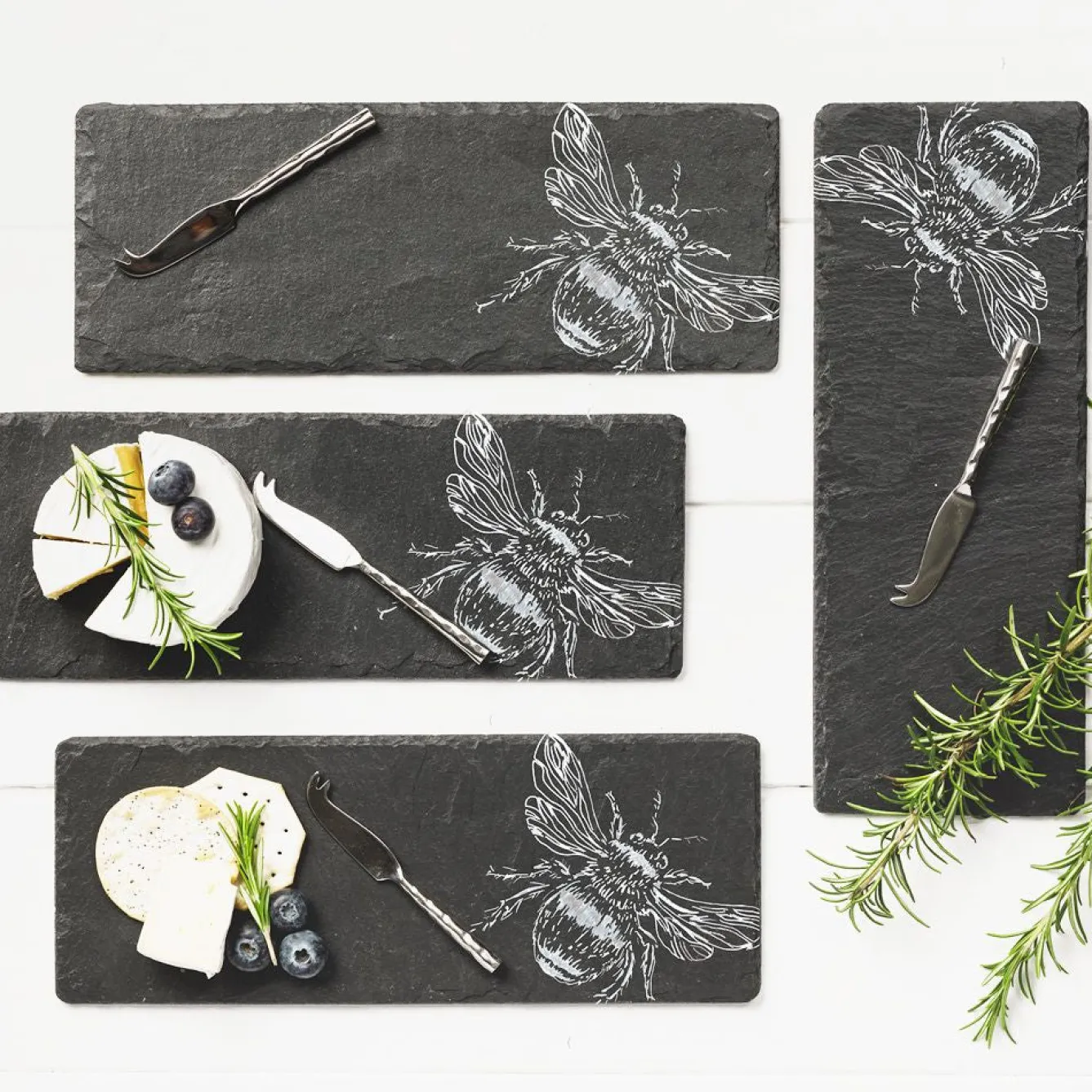 Selbrae Serving Plates & Boards-Bee Mini Cheese Board and Knife Set of 4