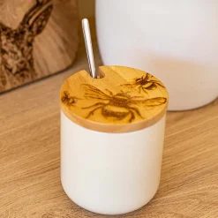 Selbrae Tea|Jam Pots-Bee Oak & Ceramic Jar & Spoon Set Dish