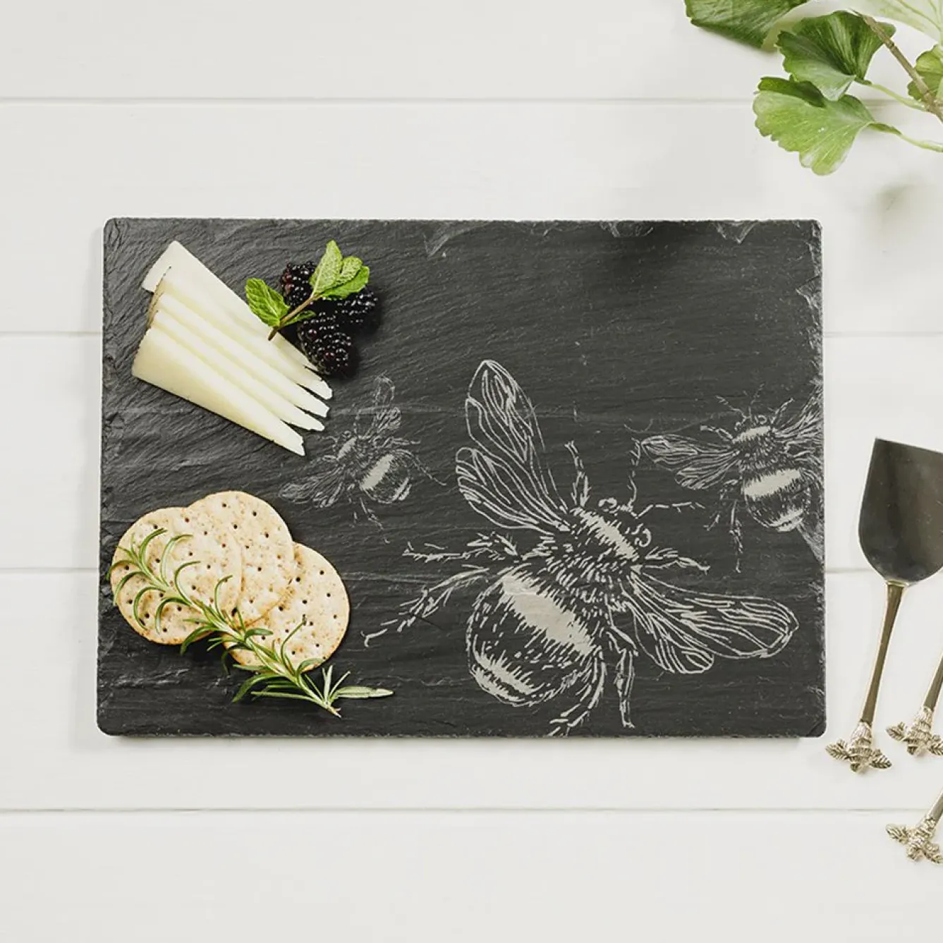 Selbrae Tea|Serving Plates & Boards-Bee Slate Cheese Board