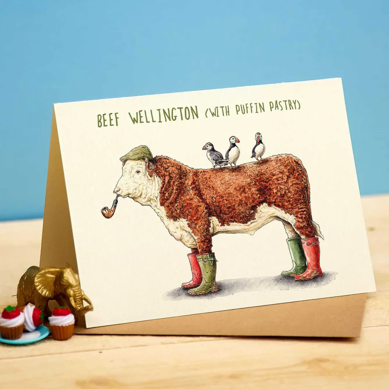 Bewilderbeest Greeting Cards-Beef Wellington Greetings Card