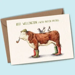 Bewilderbeest Greeting Cards-Beef Wellington Greetings Card