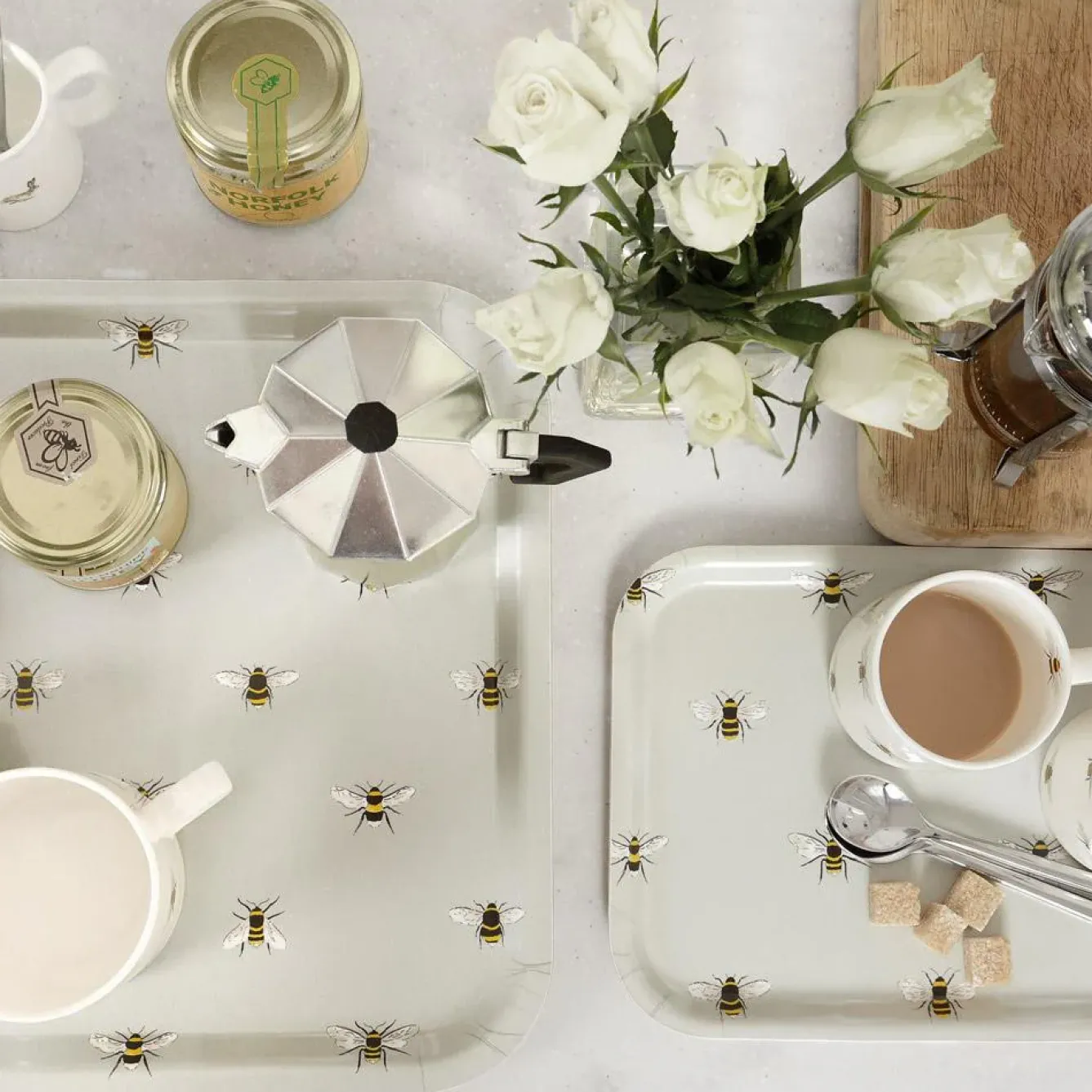 Sophie Allport Tea|Trays-Bees Large Birch Tray