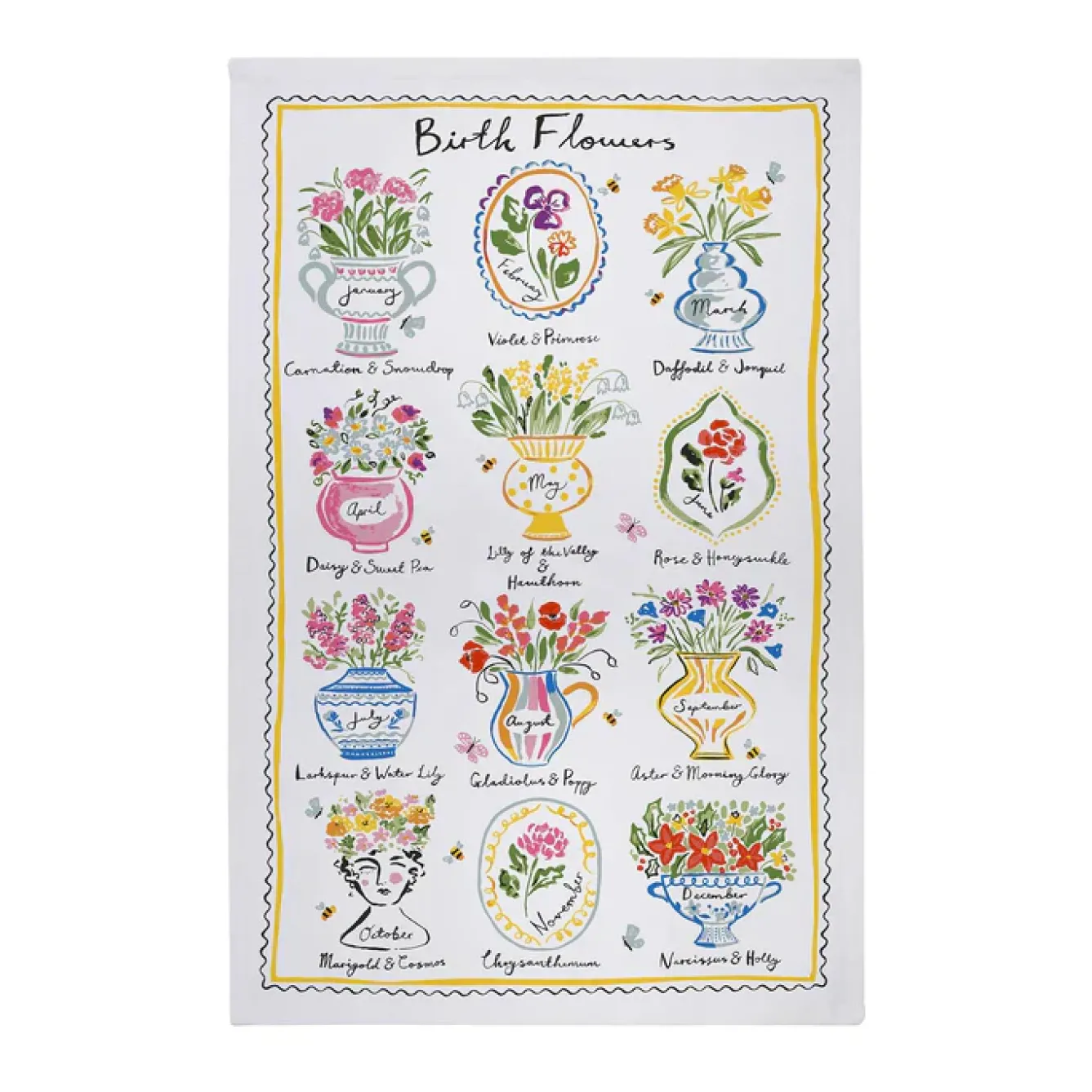 Ulster Weavers Tea|Tea-Birth Flowers Tea Cotton Tea Towel