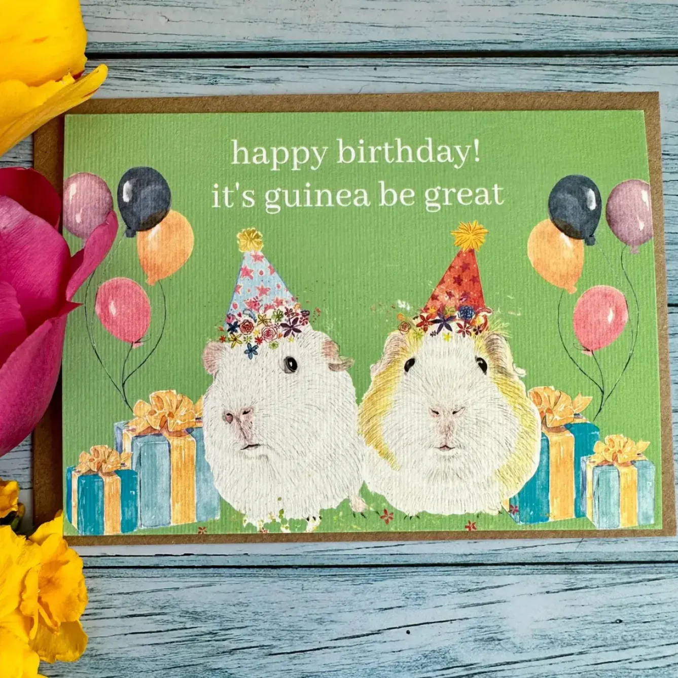 Jen Winnett Greeting Cards-Birthday Guinea Pigs Eco-Card