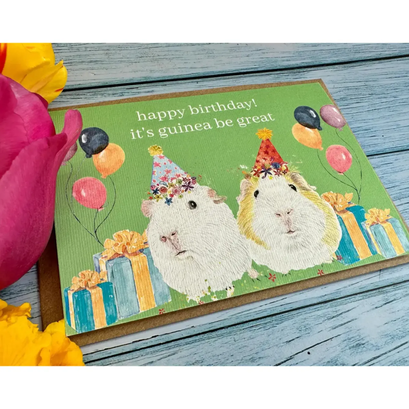 Jen Winnett Greeting Cards-Birthday Guinea Pigs Eco-Card