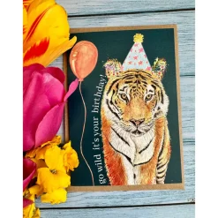 Jen Winnett Greeting Cards-Birthday Tiger Eco-card
