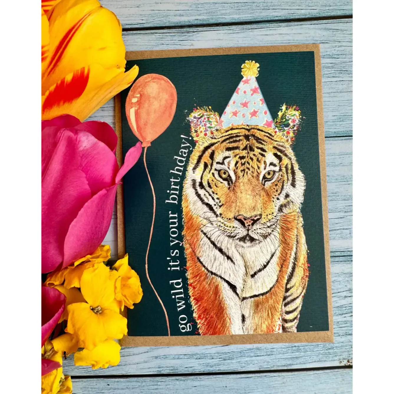 Jen Winnett Greeting Cards-Birthday Tiger Eco-card