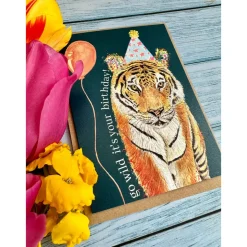 Jen Winnett Greeting Cards-Birthday Tiger Eco-card