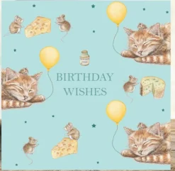 West Country Designs Greeting Cards-'Birthday Wishes' Cat & Mice Birthday Card