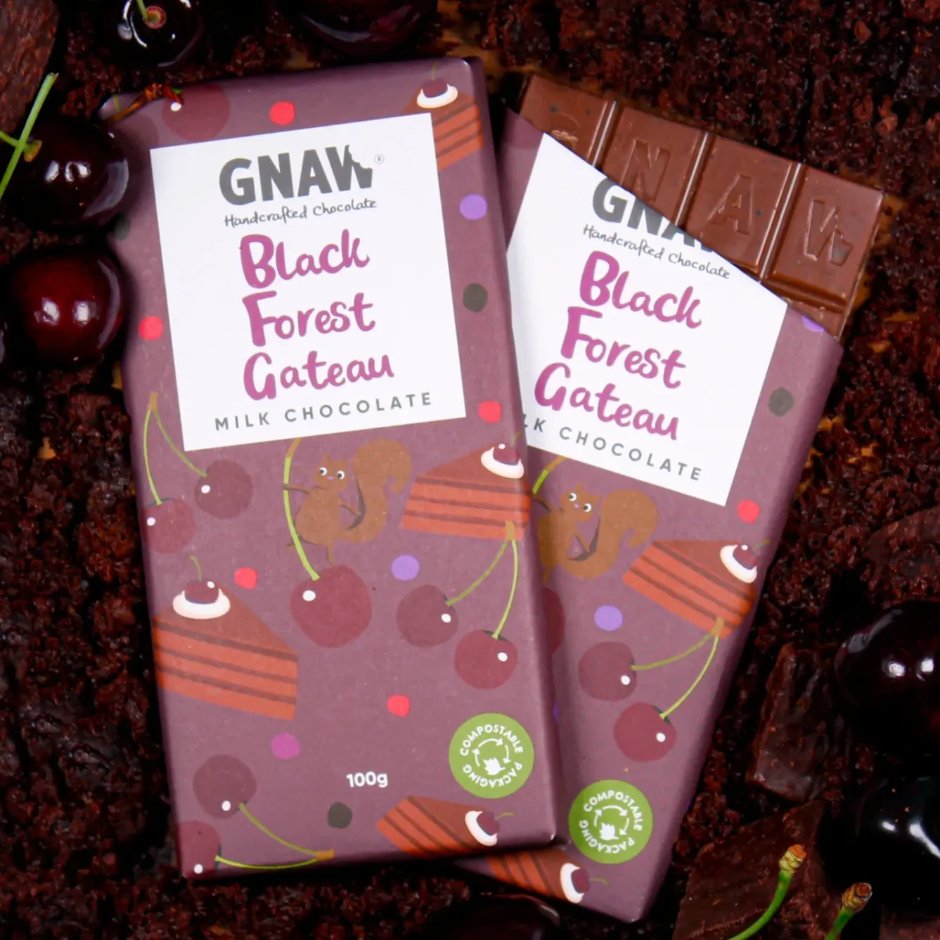 Gnaw Chocolate Chocolate-Black Forest Gateau Milk Chocolate Bar