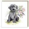 Paper Shed Design Greeting Cards-Black Labrador with Flowers Greetings Card