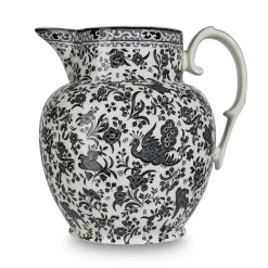 Burleigh Jugs-Black Regal Peacock Etruscan Large Jug