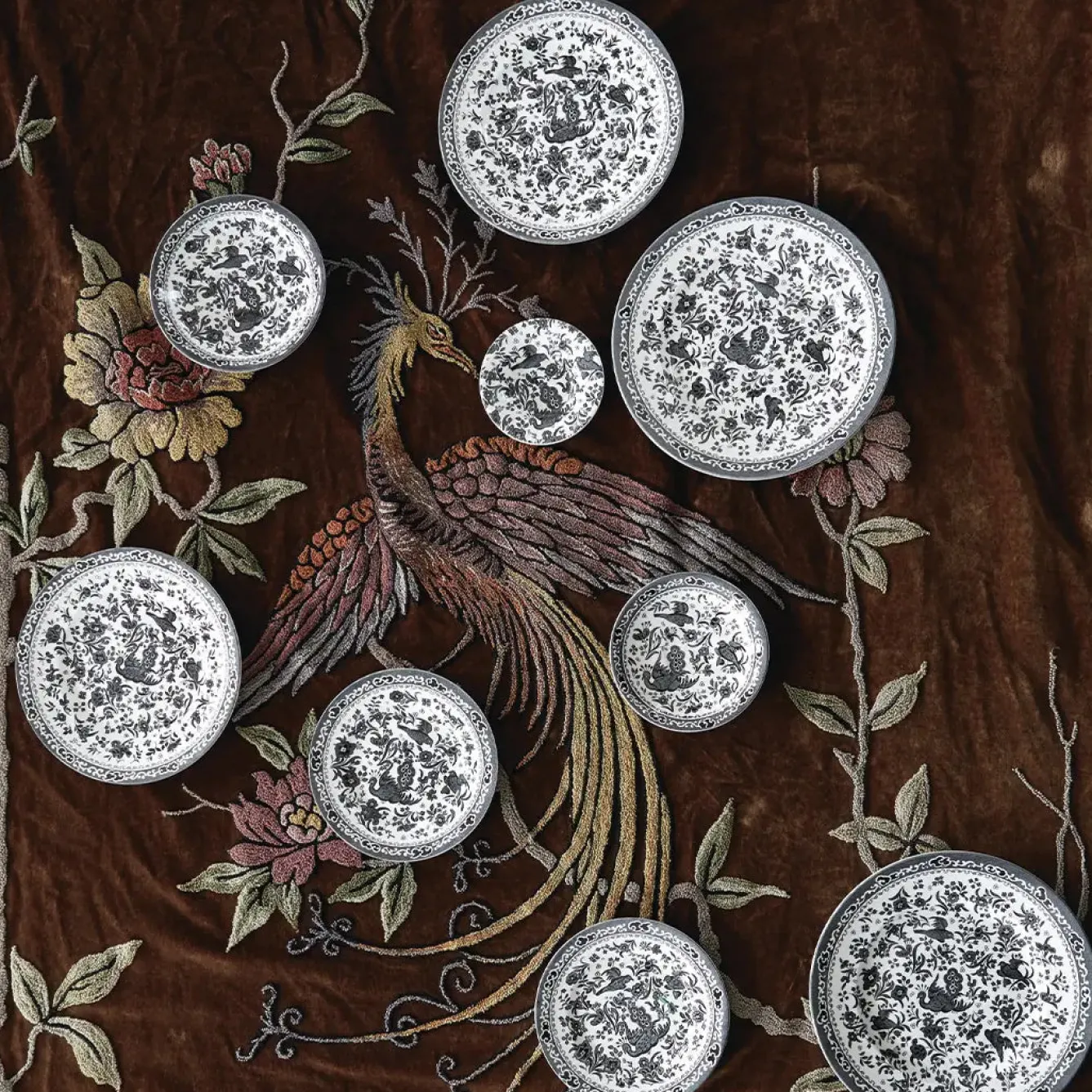 Burleigh Plates-Black Regal Peacock Large Plate 10 in