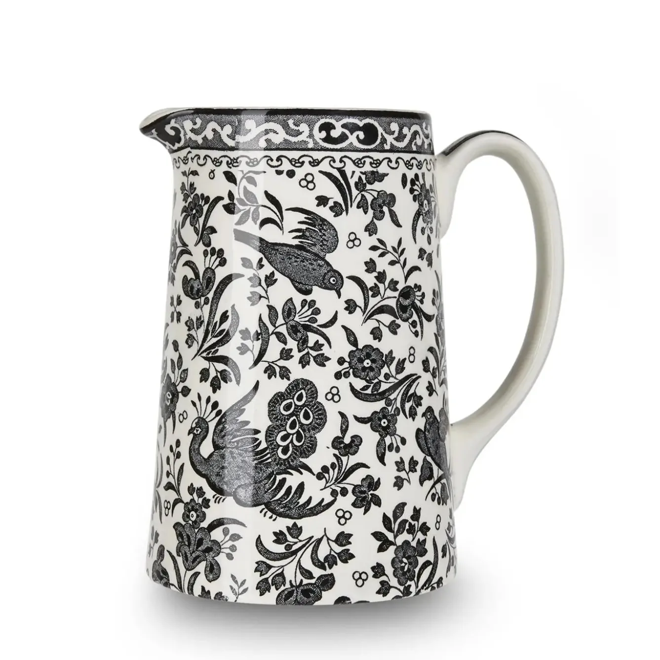 Burleigh Jugs-Black Regal Peacock Medium Tankard Jug