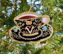 Tinker Tailor Christmas Decorations|Seasonal Decor-Black Teacup Decoration by London