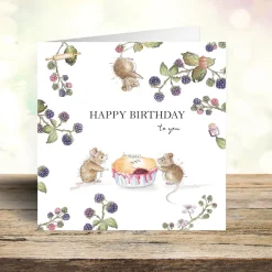 West Country Designs Greeting Cards-Blackberry Mice Birthday Card