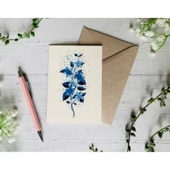 Becky Amelia Greeting Cards-Blue Cosmic Wildflower Greeting Card