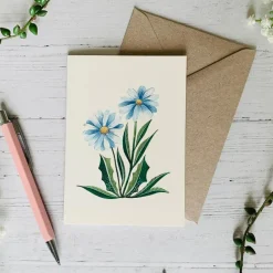 Becky Amelia Greeting Cards-Blue Daisies Greetings Card