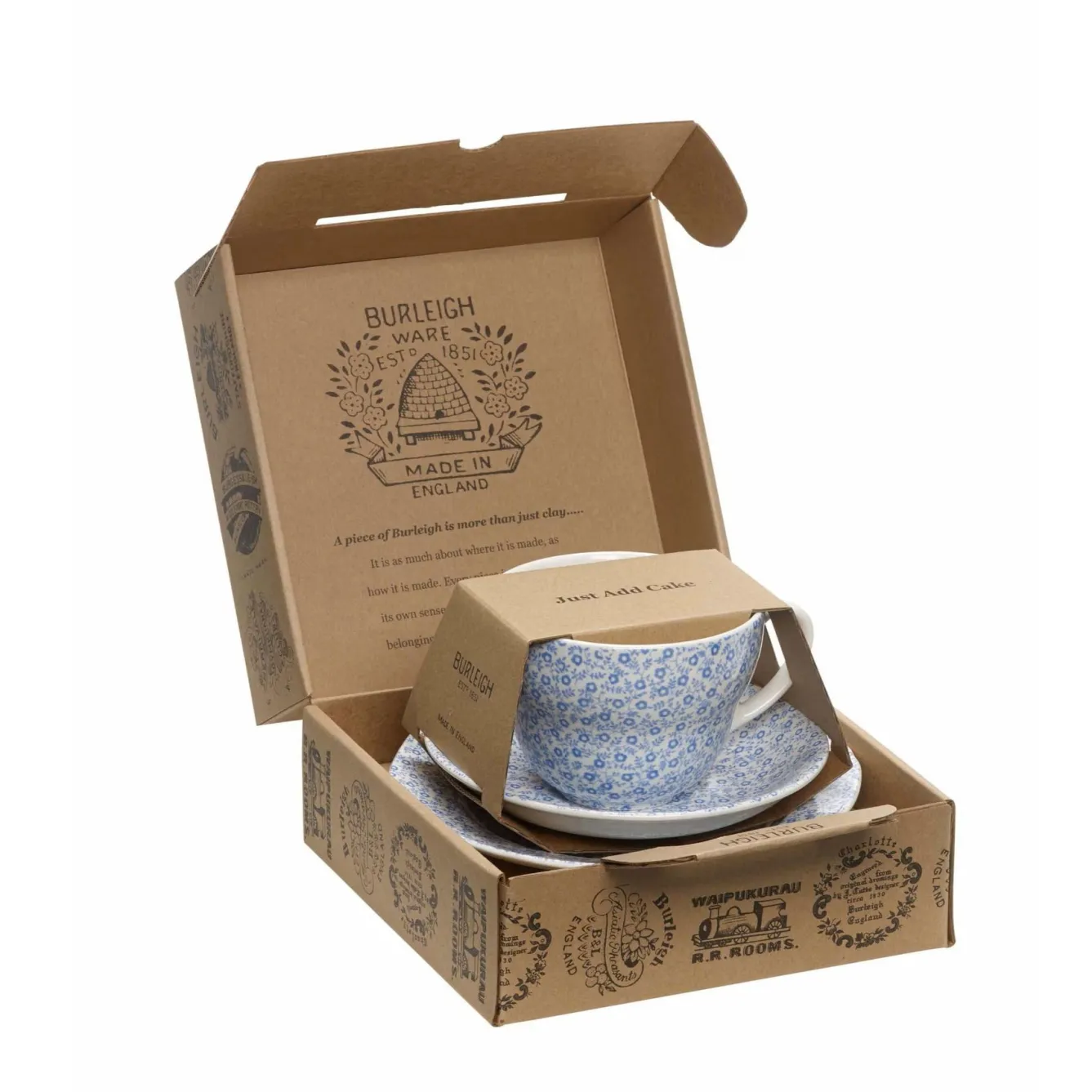 Burleigh Plates-Blue Felicity Breakfast Cup and Saucer 3 PC Boxed Set