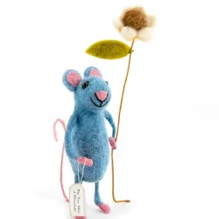 Sew Heart Felt Children-Blue Mouse Holding A Flower