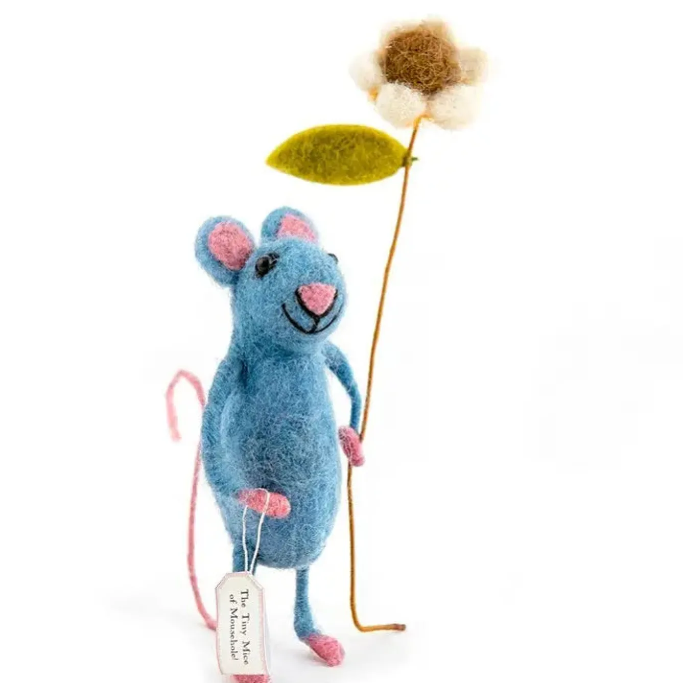 Sew Heart Felt Children-Blue Mouse Holding A Flower