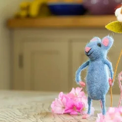 Sew Heart Felt Children-Blue Mouse Holding A Flower