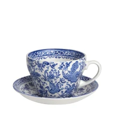 Burleigh Tea|Teacups-Blue Regal Peacock Breakfast Cup and Saucer