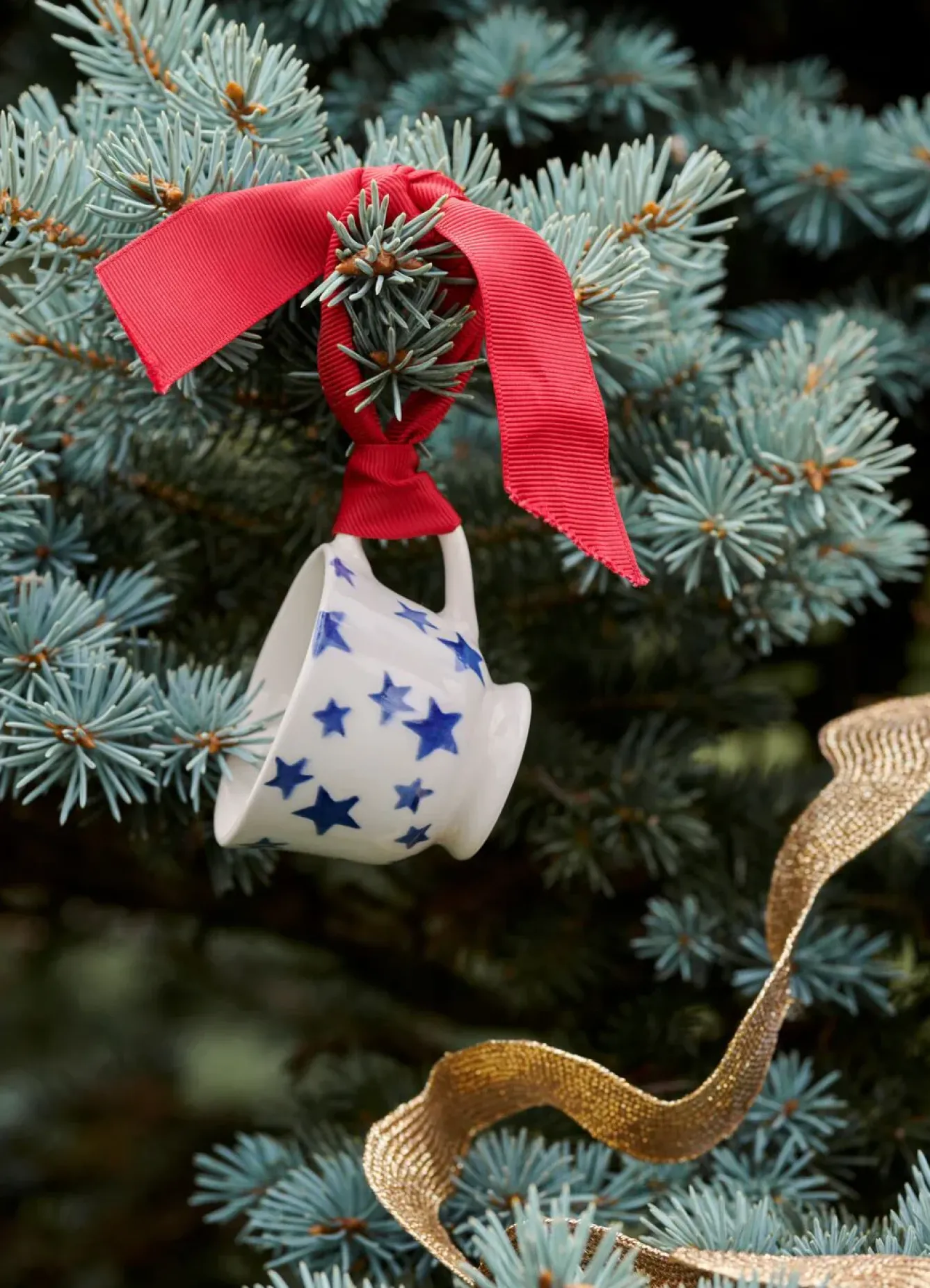 Emma Bridgewater Christmas Decorations-Blue Star Tiny Teacup Boxed