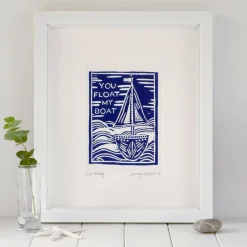 Lucky Lobster Art-Boat Print Mounted