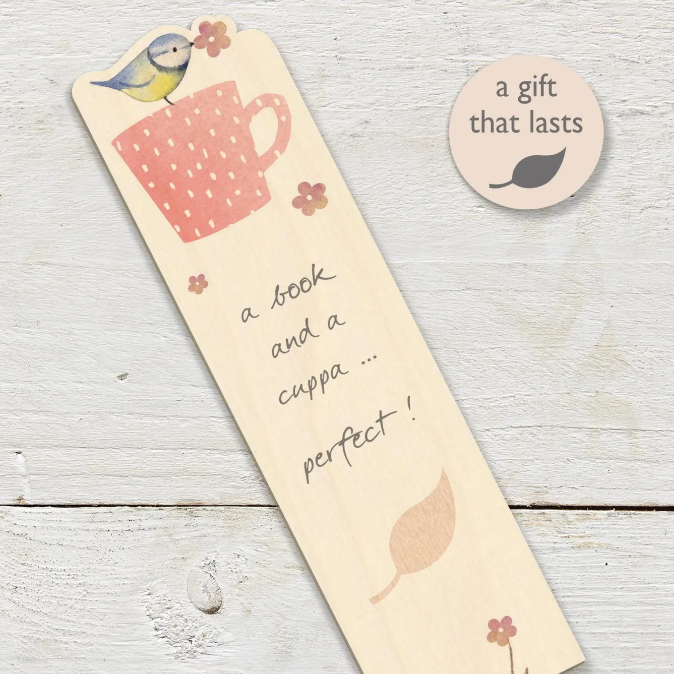 Ginger Betty Books-Book & Cuppa Wooden Book Mark