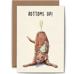 Bewilderbeest Greeting Cards-Bottoms Up Dog Greetings Card