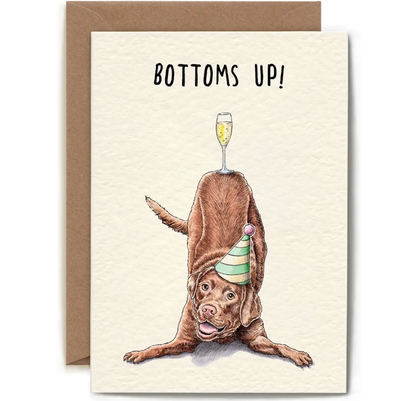 Bewilderbeest Greeting Cards-Bottoms Up Dog Greetings Card