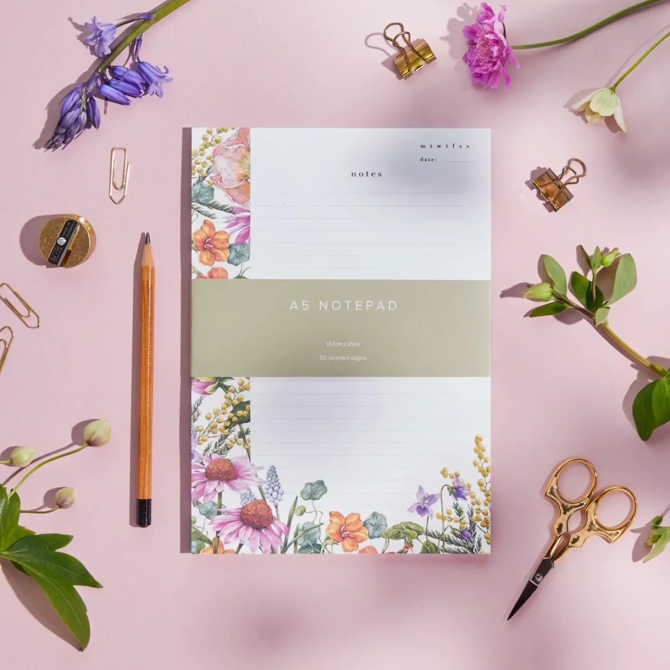 Catherine Lewis Stationery-Bountiful Blooms A5 Notepad