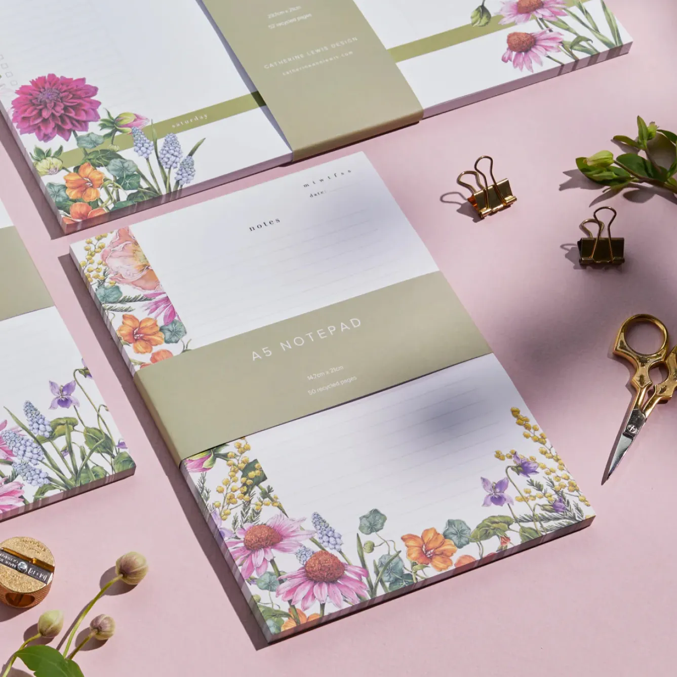 Catherine Lewis Stationery-Bountiful Blooms A5 Notepad