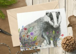 Jen Winnett Greeting Cards-Brockwell the Badger Blank Greetings Eco Card